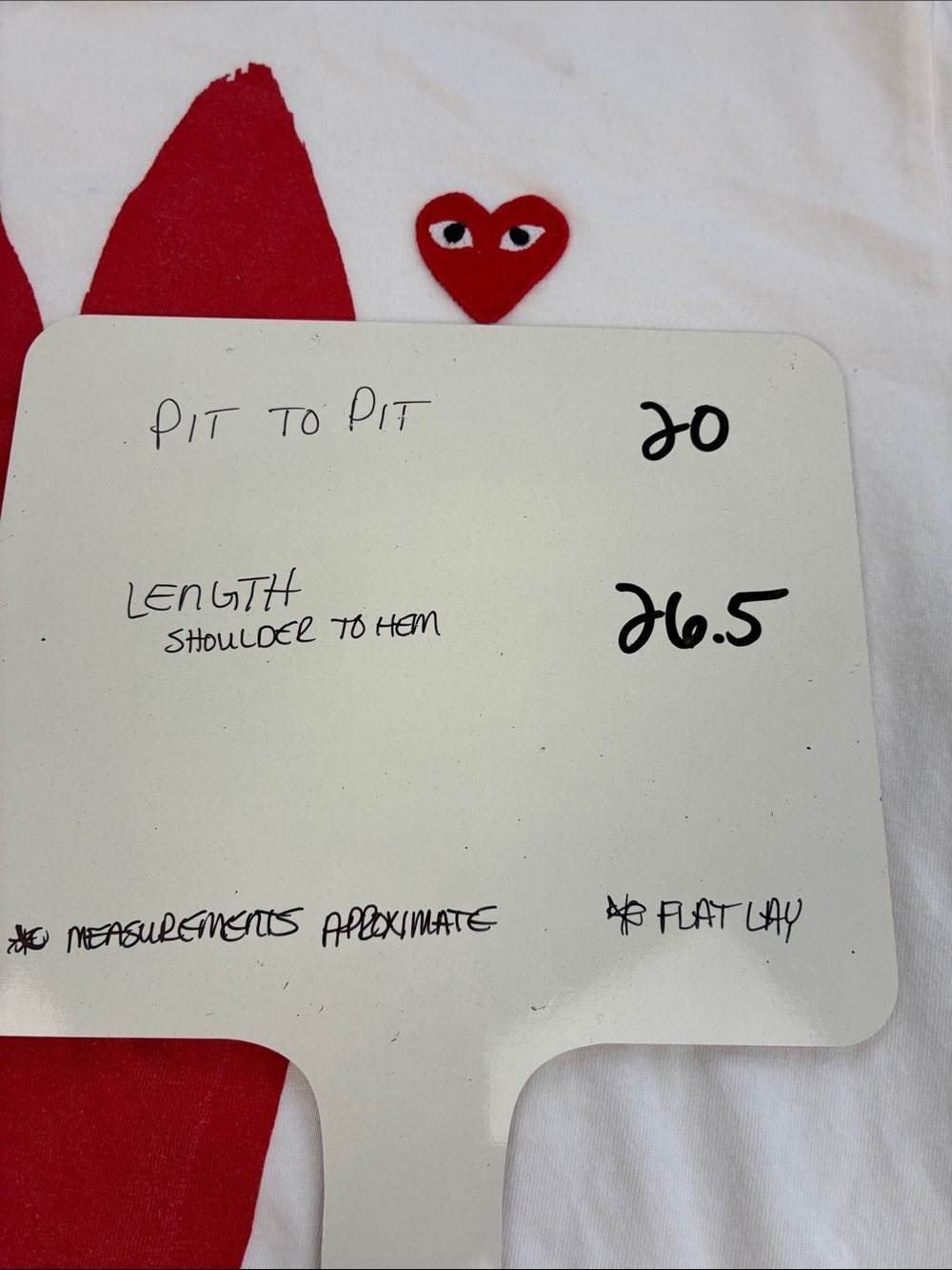 Comme des Garçons PLAY Heart Eye T-Shirt White Red Short Sleeve Crew Neck Tee L - Picture 9 of 11